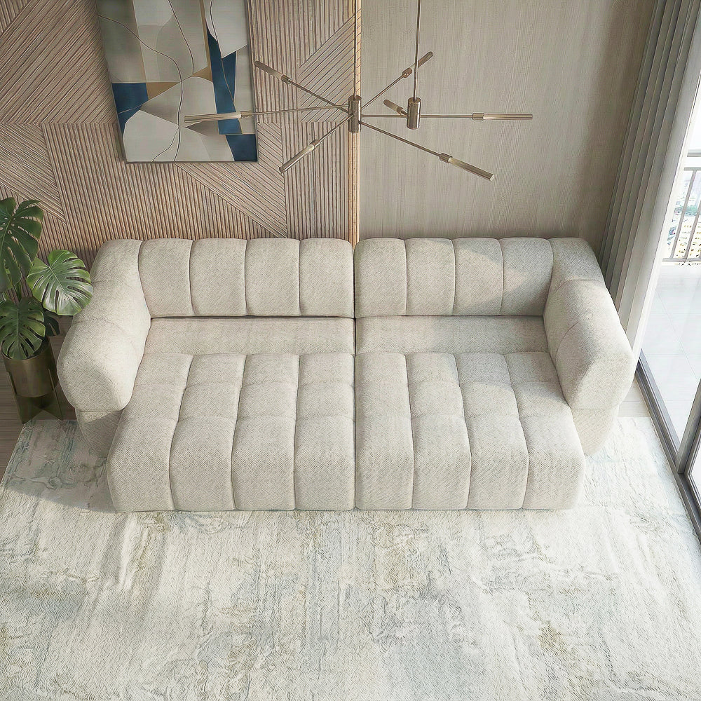 Burntwood Light Brown Chenille PWR Slider Sofa by Ashcroft Furniture at Eve Furniture