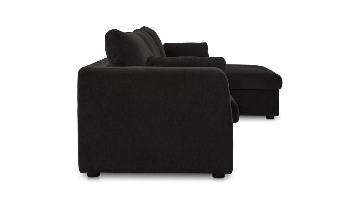 Burrow Sleeper Sectional With Storage Chaise Black by Moe's Home at Eve Furniture