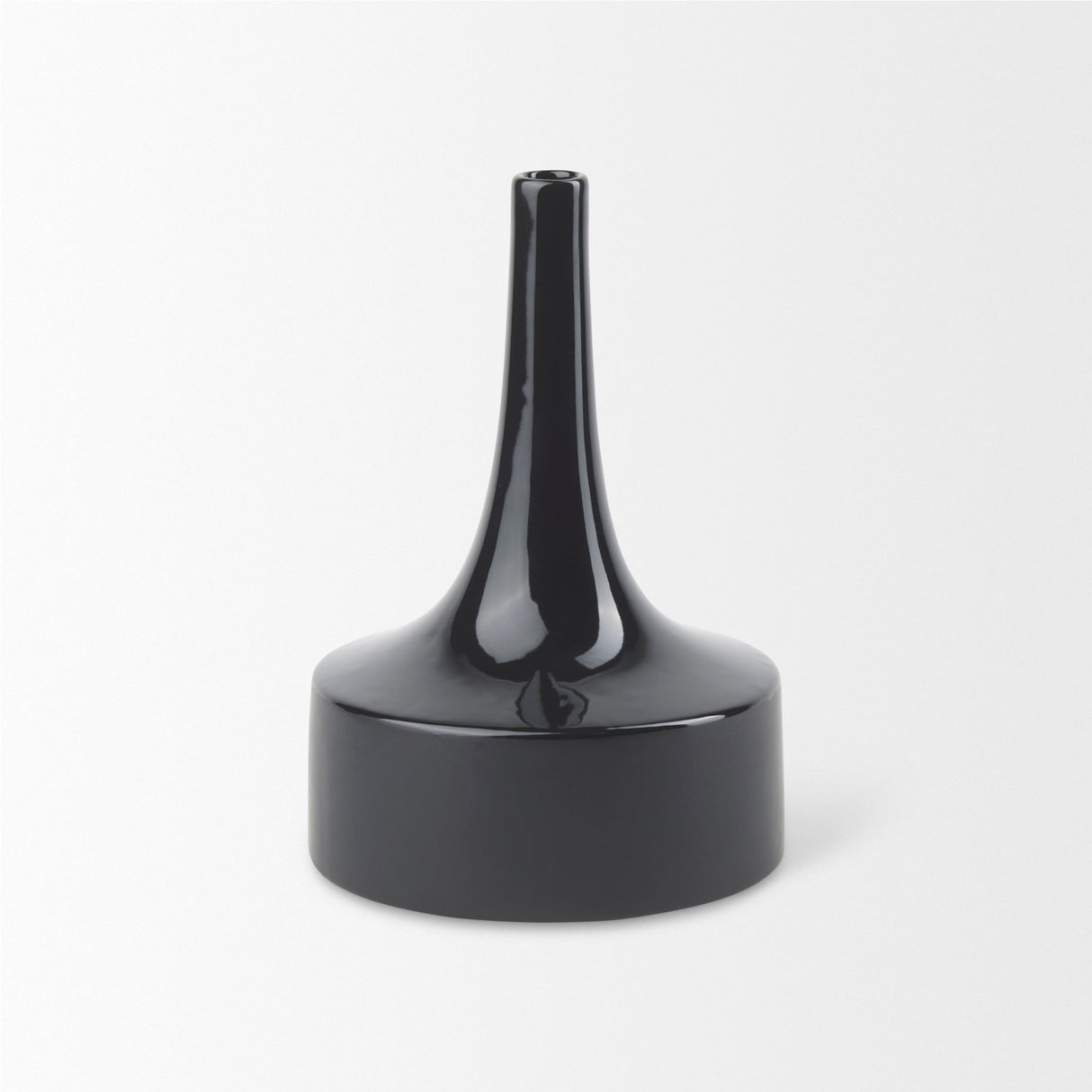 Burton 11.6H Medium Glossy and Matte Black Ceramic Jug Vase by Mercana at Eve Furniture