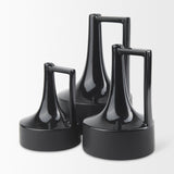 Burton 11.6H Medium Glossy and Matte Black Ceramic Jug Vase by Mercana at Eve Furniture
