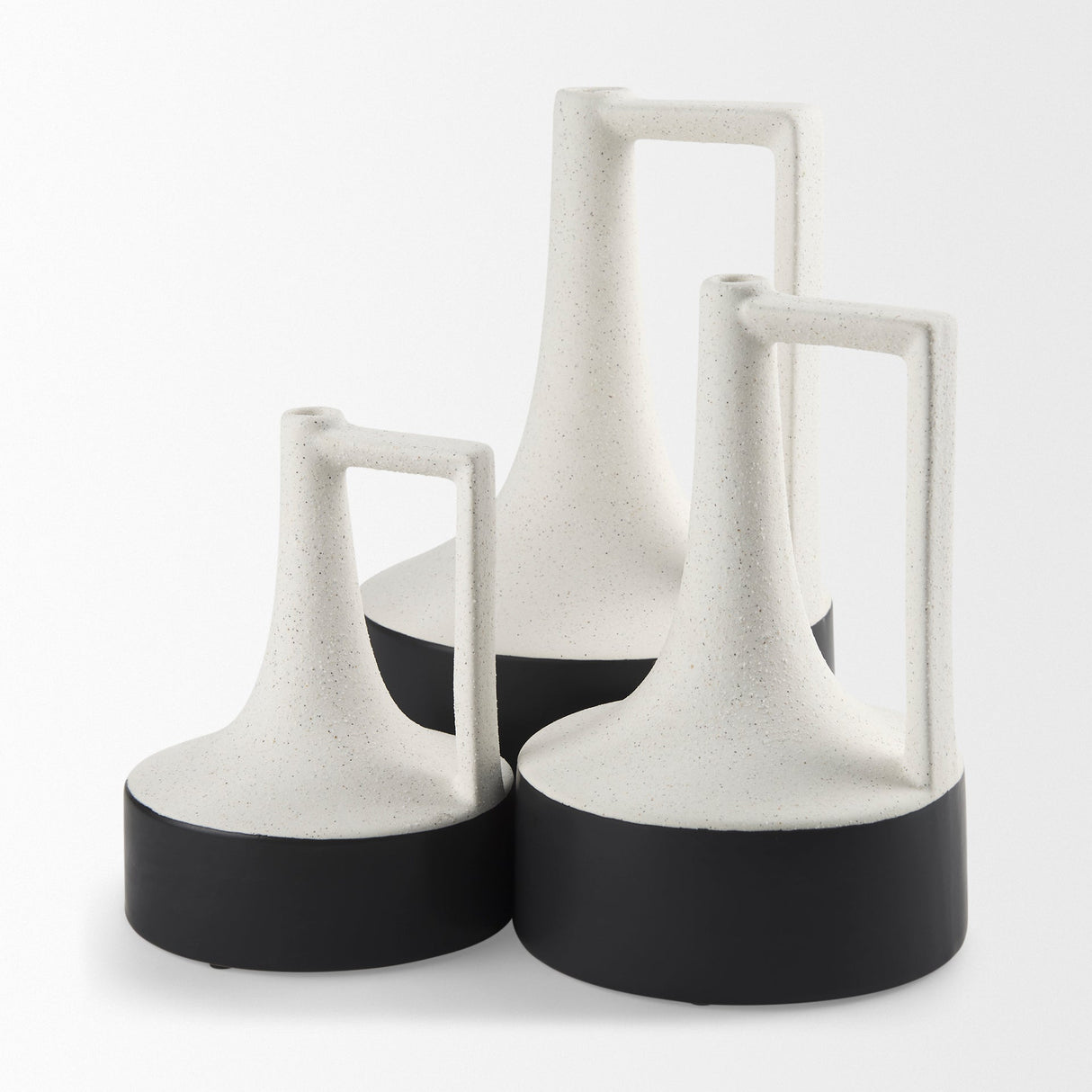 Burton 11.6H Medium White and Black Ceramic Jug Vase by Mercana at Eve Furniture