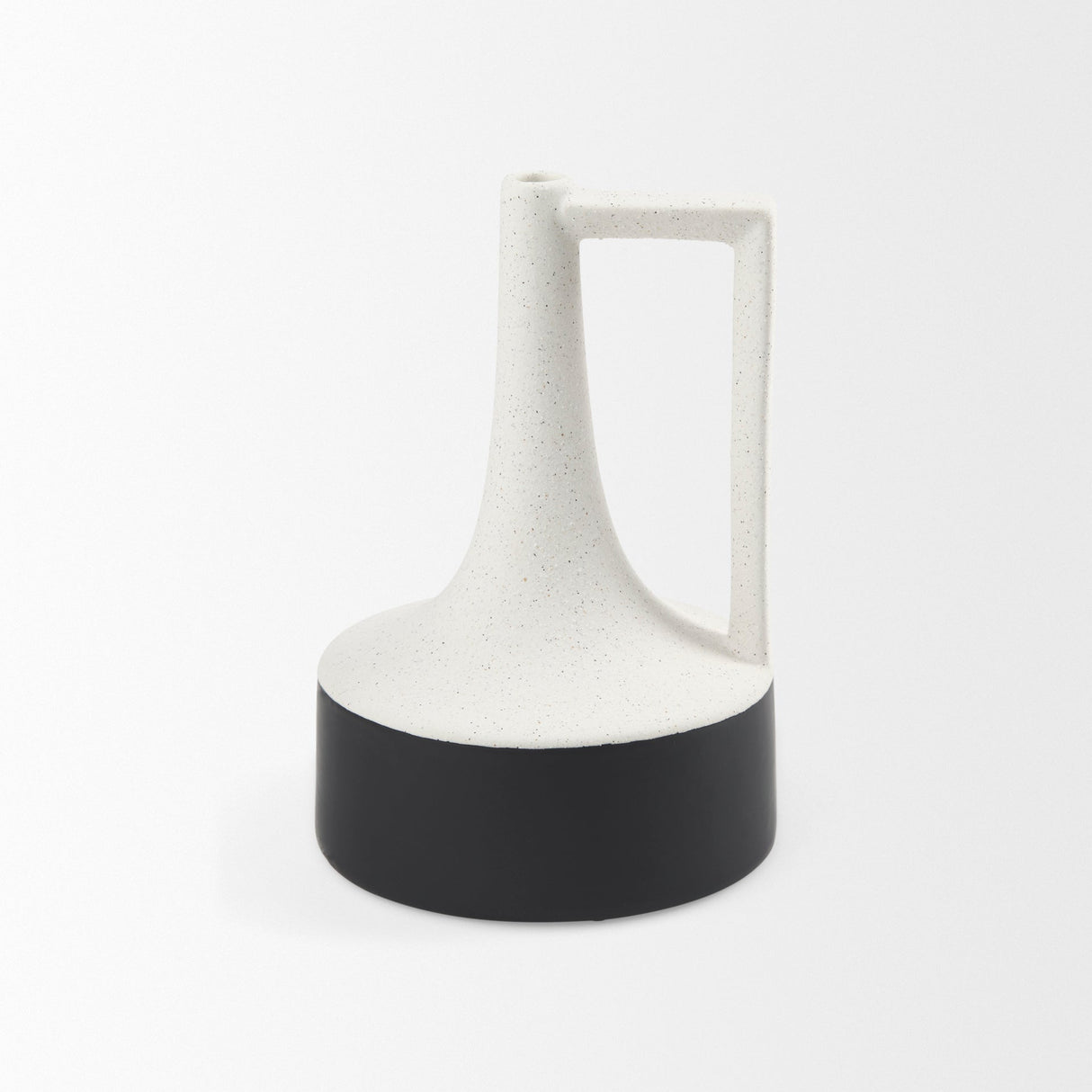 Burton 11.6H Medium White and Black Ceramic Jug Vase by Mercana at Eve Furniture