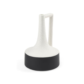 Burton 11.6H Medium White and Black Ceramic Jug Vase by Mercana at Eve Furniture