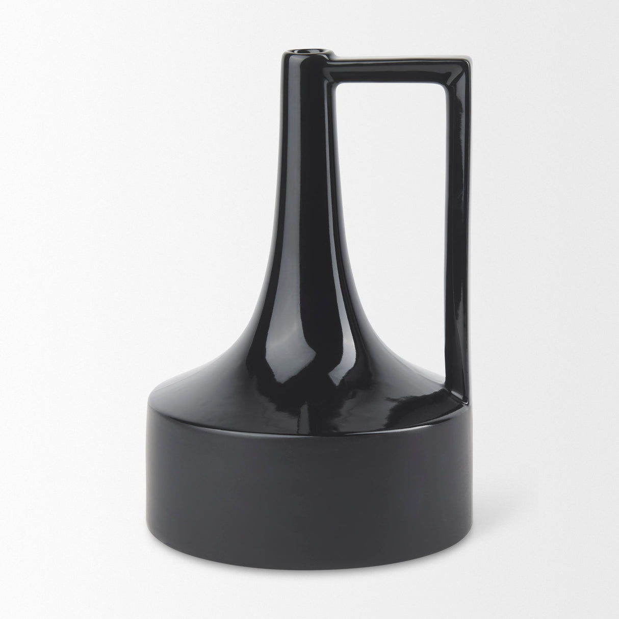 Burton 13.1H Large Glossy and Matte Black Ceramic Jug Vase by Mercana at Eve Furniture