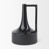 Burton 13.1H Large Glossy and Matte Black Ceramic Jug Vase by Mercana at Eve Furniture