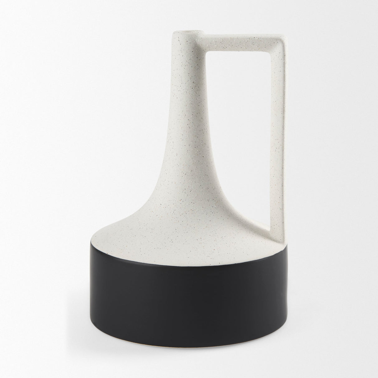 Burton 13.1H Large White and Black Ceramic Jug Vase by Mercana at Eve Furniture