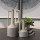 Burton 14.2H Medium Two Tone Gray Ceramic Jug Vase by Mercana at Eve Furniture
