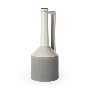 Burton 16.7H Large Two Tone Gray Ceramic Jug Vase by Mercana at Eve Furniture