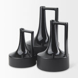 Burton 8.3H Small Glossy and Matte Black Ceramic Jug Vase by Mercana at Eve Furniture