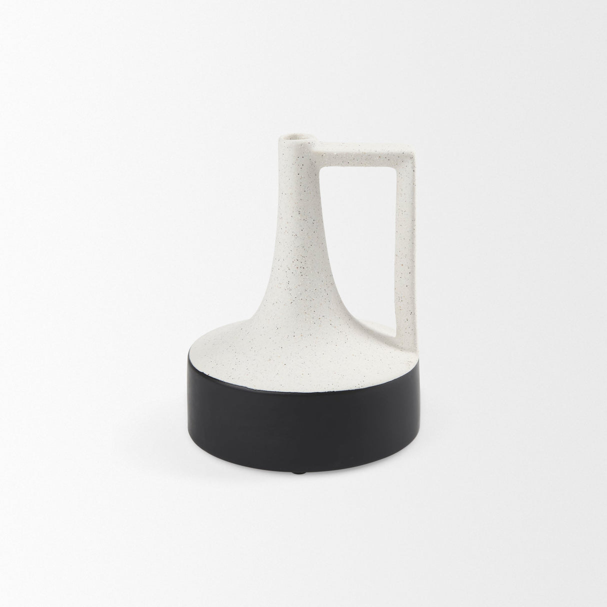 Burton 8.3H Small White and Black Ceramic Jug Vase by Mercana at Eve Furniture
