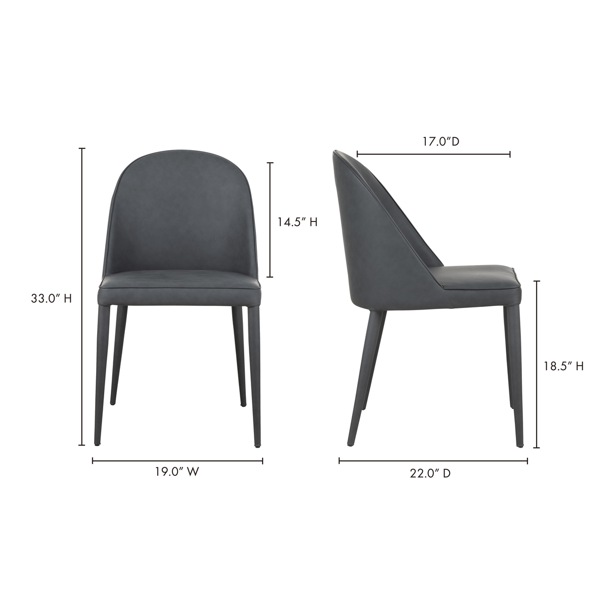 Burton Black Fade Vegan Leather Dining Chair (Set of 2) by MOES at Eve Furniture