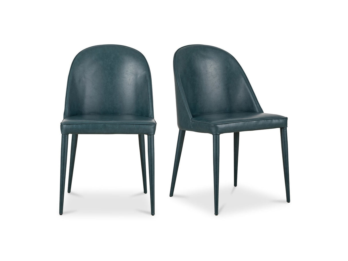 Burton Dark Teal Vegan Leather Dining Chair (Set of 2) by MOES at Eve Furniture