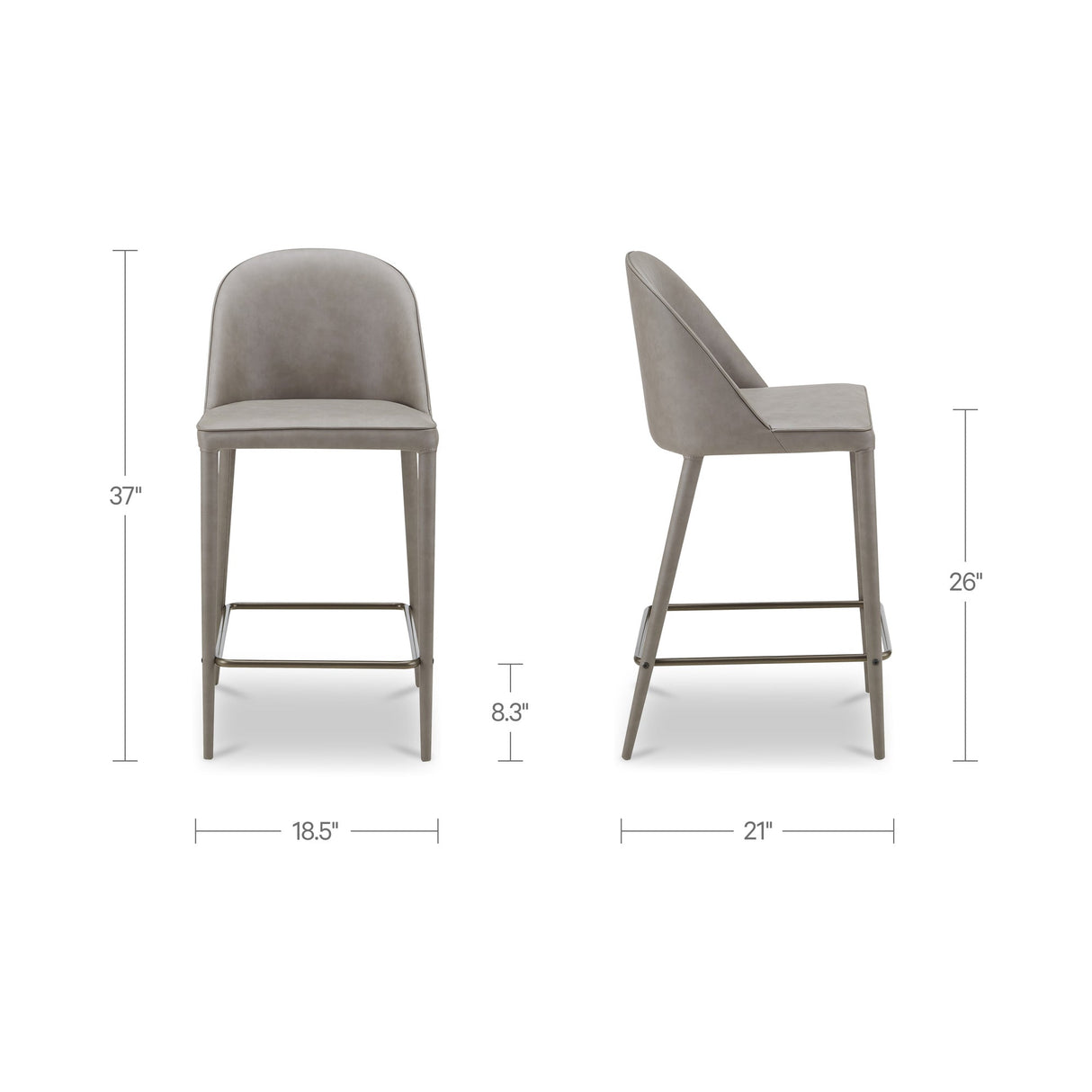 Burton Grey Vegan Leather Counter Stool by MOES at Eve Furniture