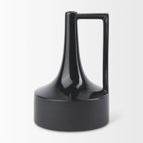 Burton Large Glossy and Matte Black Ceramic Jug Vase by Mercana at Eve Furniture