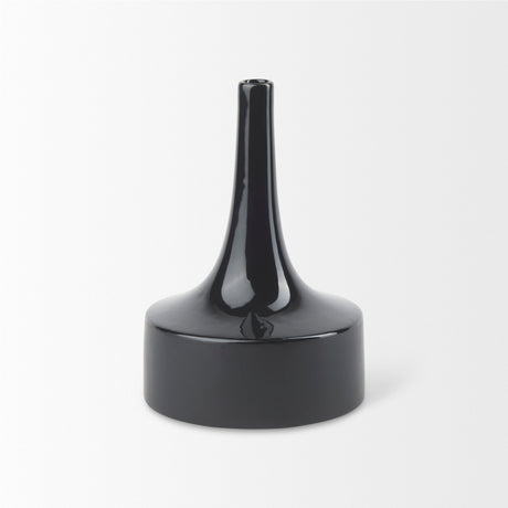 Burton Medium Glossy and Matte Black Ceramic Jug Vase by Mercana at Eve Furniture