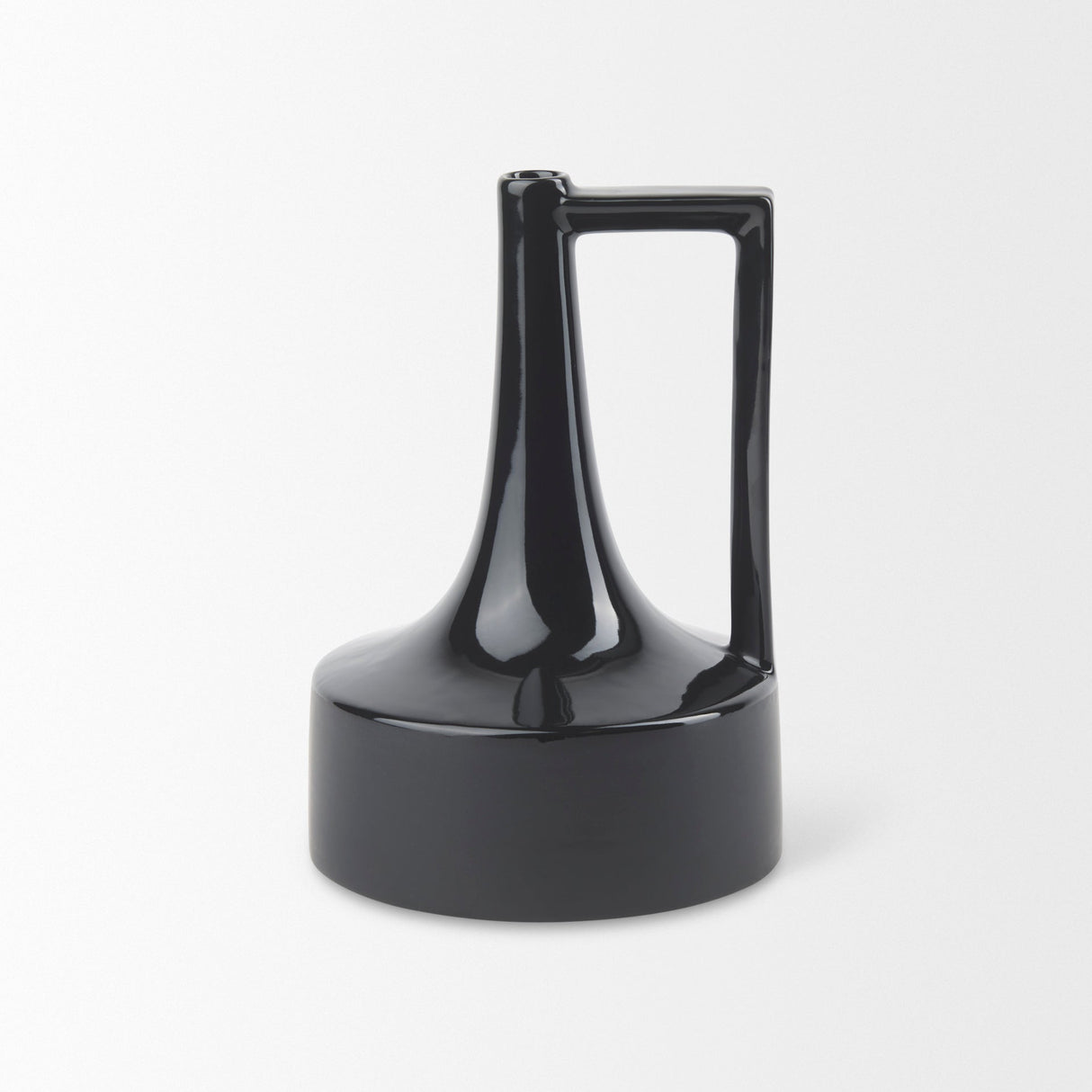 Burton Medium Glossy and Matte Black Ceramic Jug Vase by Mercana at Eve Furniture