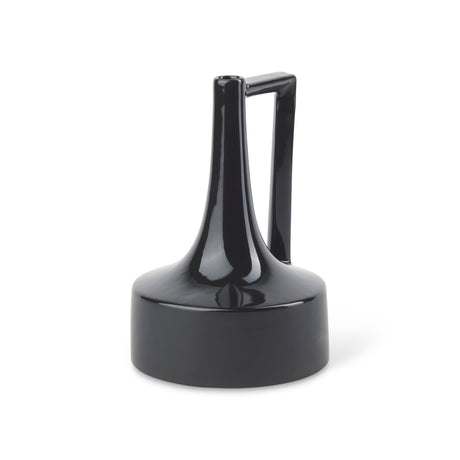 Burton Medium Glossy and Matte Black Ceramic Jug Vase by Mercana at Eve Furniture