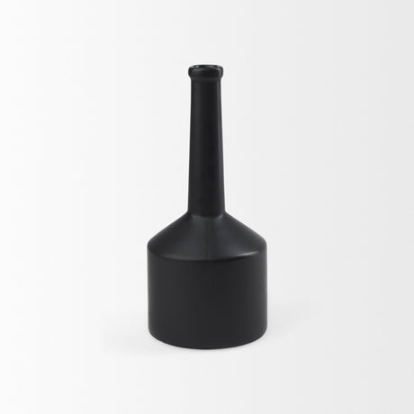 Burton Medium Matte Black Ceramic Jug Vase by Mercana at Eve Furniture