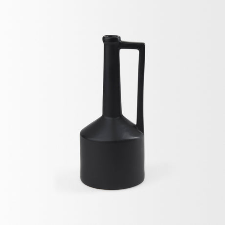 Burton Medium Matte Black Ceramic Jug Vase by Mercana at Eve Furniture