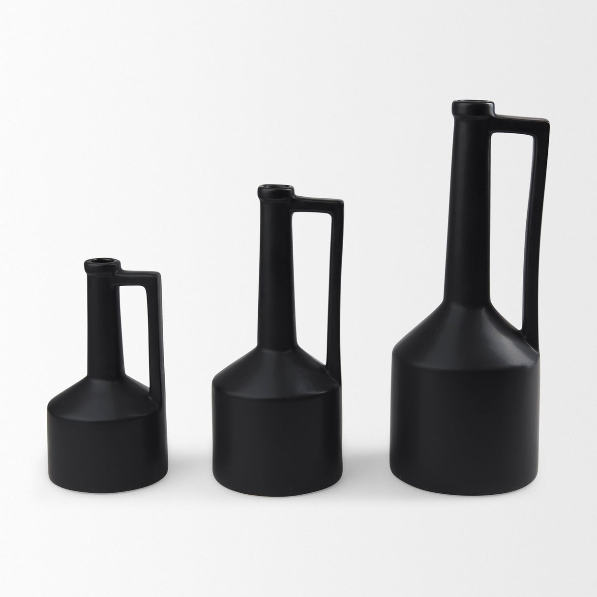 Burton Medium Matte Black Ceramic Jug Vase by Mercana at Eve Furniture