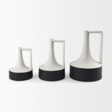 Burton Medium White and Black Ceramic Jug Vase by Mercana at Eve Furniture