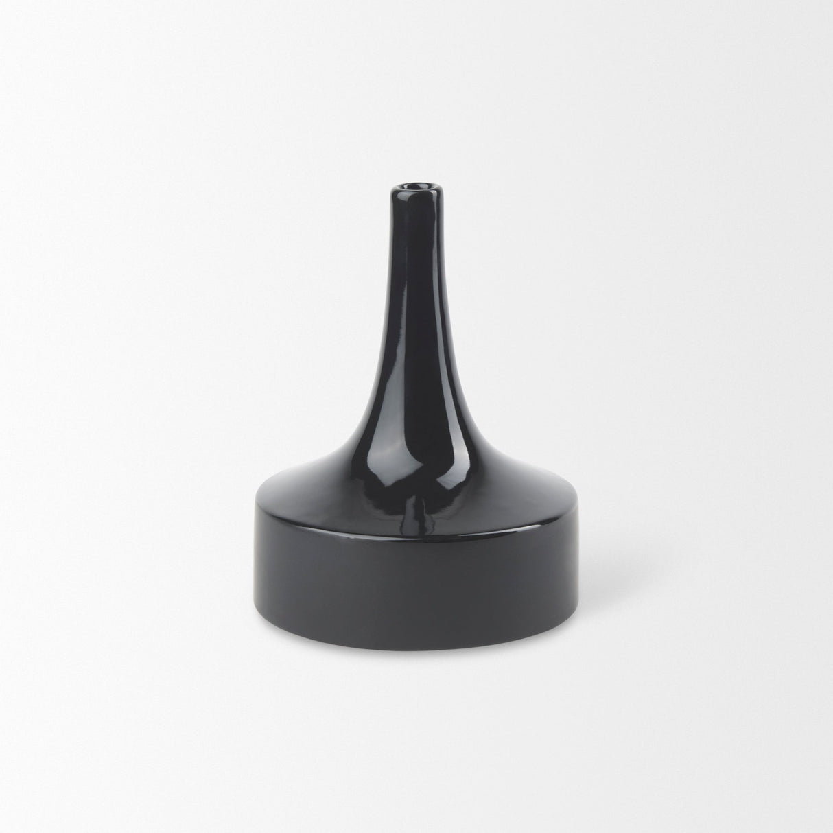 Burton Small Glossy and Matte Black Ceramic Jug Vase by Mercana at Eve Furniture