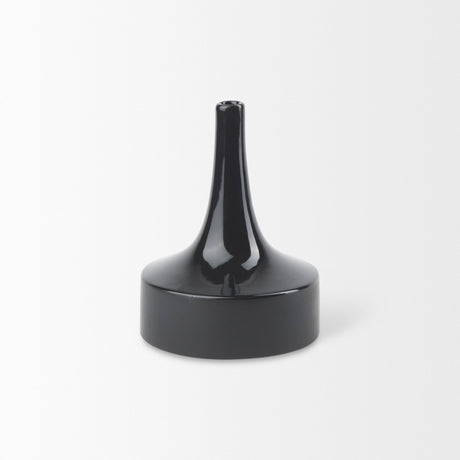 Burton Small Glossy and Matte Black Ceramic Jug Vase by Mercana at Eve Furniture