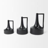 Burton Small Glossy and Matte Black Ceramic Jug Vase by Mercana at Eve Furniture