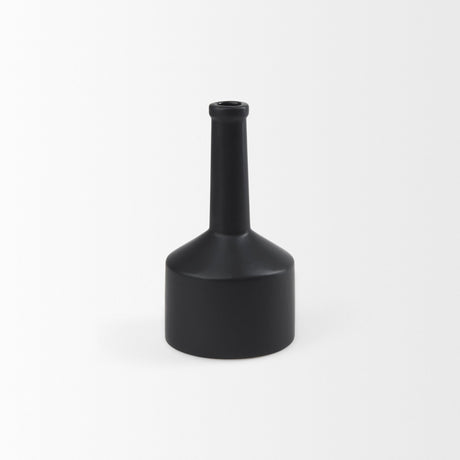 Burton Small Matte Black Ceramic Jug Vase by Mercana at Eve Furniture