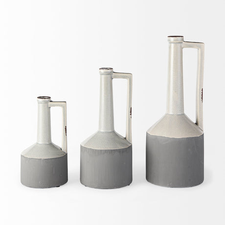 Burton Small Two Tone Gray Ceramic Jug Vase by Mercana at Eve Furniture