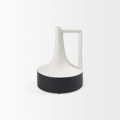 Burton Small White and Black Ceramic Jug Vase by Mercana at Eve Furniture