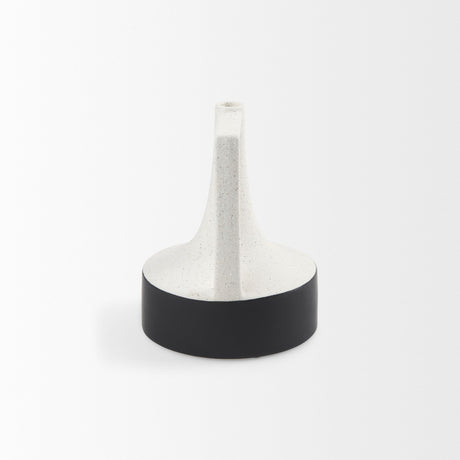 Burton Small White and Black Ceramic Jug Vase by Mercana at Eve Furniture