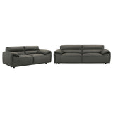 Buxton Graphite 2-Piece Leather Upholstered Living Room Set by Coaster at Eve Furniture
