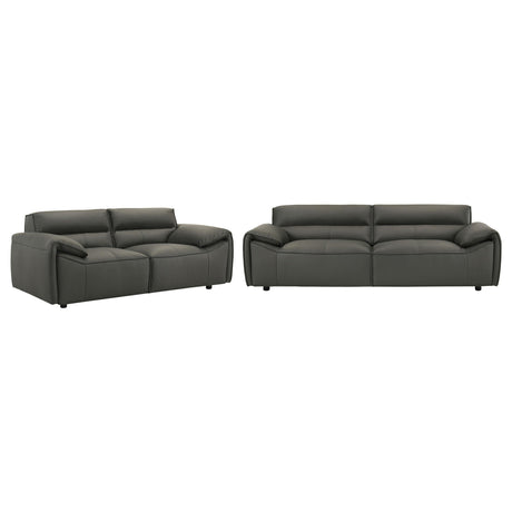 Buxton Graphite 2-Piece Leather Upholstered Living Room Set by Coaster at Eve Furniture