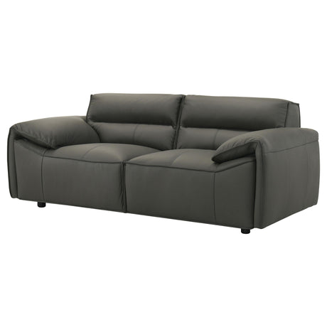 Buxton Graphite Top Grain Leather Upholstered Loveseat by Coaster at Eve Furniture