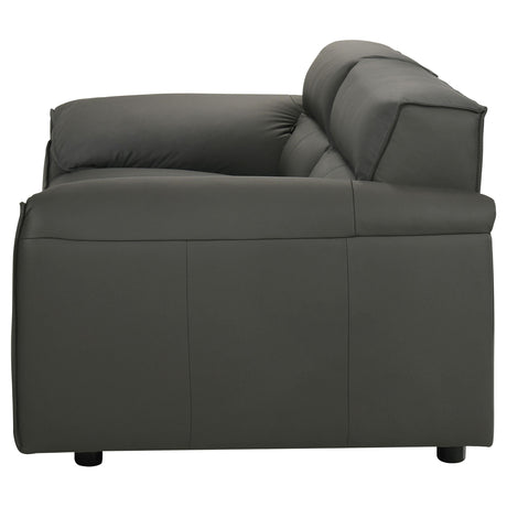 Buxton Graphite Top Grain Leather Upholstered Loveseat by Coaster at Eve Furniture