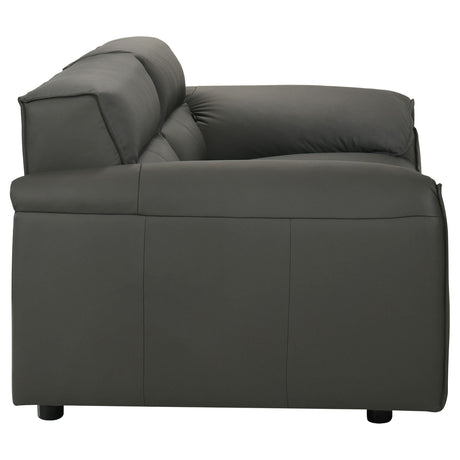 Buxton Graphite Top Grain Leather Upholstered Loveseat by Coaster at Eve Furniture
