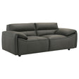 Buxton Graphite Top Grain Leather Upholstered Loveseat by Coaster at Eve Furniture
