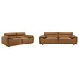 Buxton Orange 2-Piece Leather Upholstered Sofa Living Room Set by Coaster at Eve Furniture