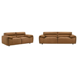 Buxton Orange 2-Piece Leather Upholstered Sofa Living Room Set by Coaster at Eve Furniture