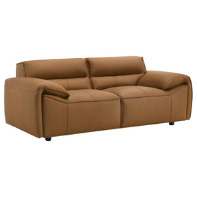 Buxton Orange Top Grain Leather Upholstered Loveseat by Coaster at Eve Furniture