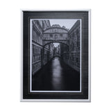 B&W Bridge of Sighs by Danny Head a Hand Embellished Textured Framed Photo Art Print Matted under Gl by Mercana at Eve Furniture