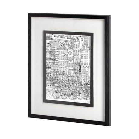 B&W City Scene I by Melissa Wang a Hand Embellished Textured Framed Art Print Matted under Glass by Mercana at Eve Furniture