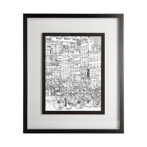 B&W City Scene I by Melissa Wang a Hand Embellished Textured Framed Art Print Matted under Glass by Mercana at Eve Furniture