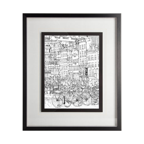 B&W City Scene I by Melissa Wang a Hand Embellished Textured Framed Art Print Matted under Glass by Mercana at Eve Furniture