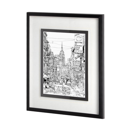 B&W City Scene II by Melissa Wang a Hand Embellished Textured Framed Art Print Matted under Glass by Mercana at Eve Furniture