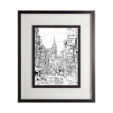 B&W City Scene II by Melissa Wang a Hand Embellished Textured Framed Art Print Matted under Glass by Mercana at Eve Furniture