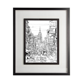 B&W City Scene II by Melissa Wang a Hand Embellished Textured Framed Art Print Matted under Glass by Mercana at Eve Furniture