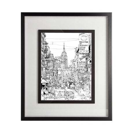 B&W City Scene II by Melissa Wang a Hand Embellished Textured Framed Art Print Matted under Glass by Mercana at Eve Furniture