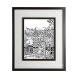 B&W City Scene IV by Melissa Wang a Hand Embellished Textured Framed Art Print Matted under Glass by Mercana at Eve Furniture